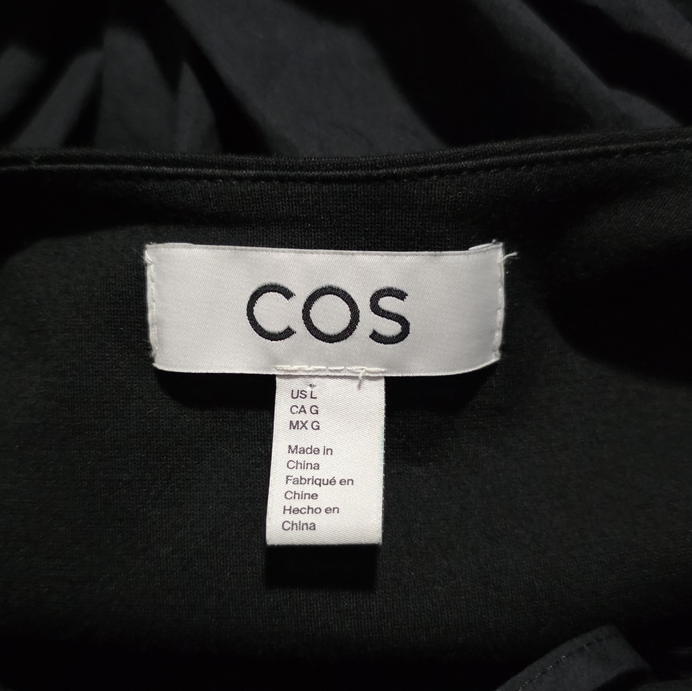 COS Puff-Sleeve Midi Dress in Black Size Large - Picture 5 of 5